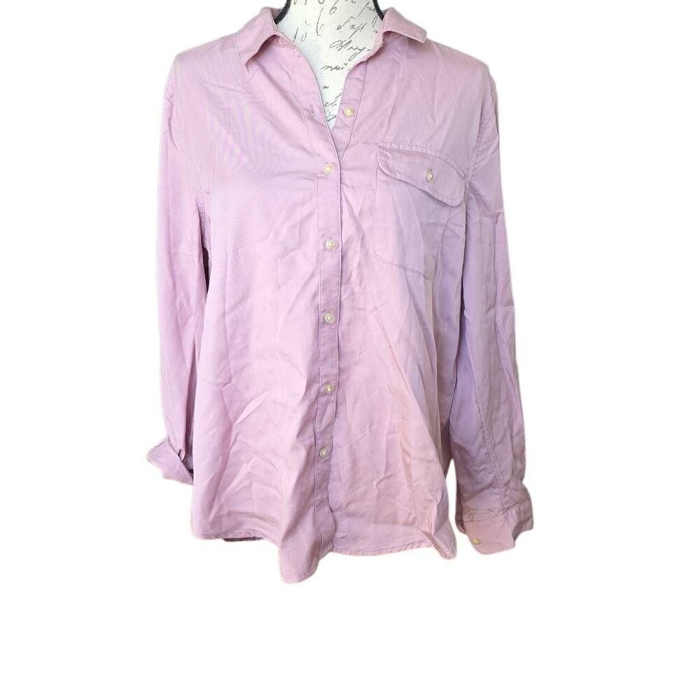 Lucky Brand Women's Size Large Pink Button Down Long Sleeve Shirt